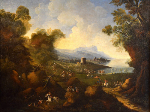 Pandolfo Reschi (1643 - 1699), Küstenlandschaft Mit Befestigter Stadt