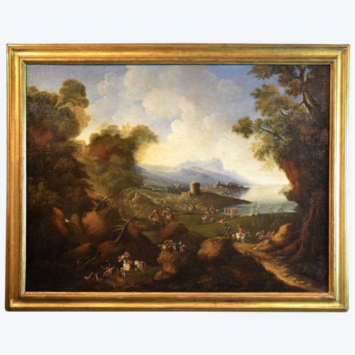 Pandolfo Reschi (1643 - 1699), Küstenlandschaft Mit Befestigter Stadt