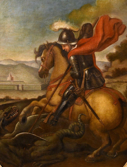 St. George Defeats The Dragon, Follower Of Raphael Sanzio (urbino, 1483 - Rome, 1520) 