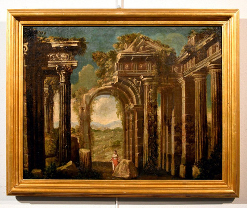 Pair Of Views With Classical Ruins, Niccolò Codazzi (naples 1642 - Genoa 1693) Follower Of 