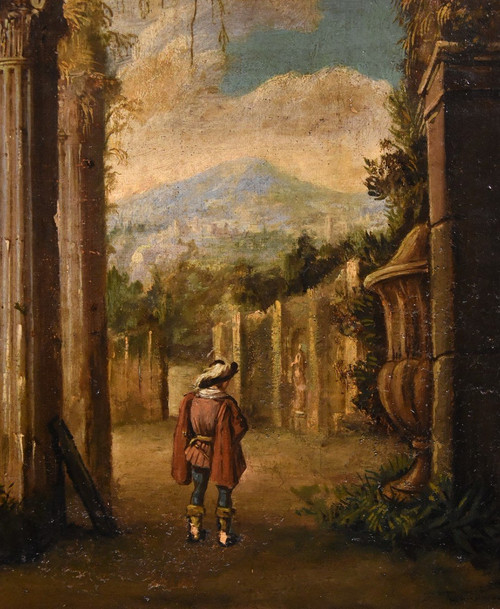 Pair Of Views With Classical Ruins, Niccolò Codazzi (naples 1642 - Genoa 1693) Follower Of 