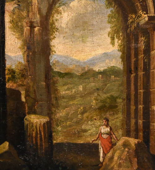 Pair Of Views With Classical Ruins, Niccolò Codazzi (naples 1642 - Genoa 1693) Follower Of 