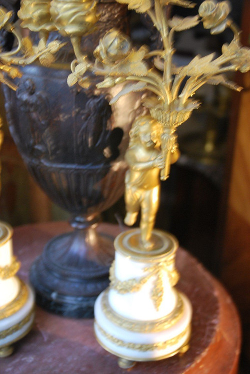 Pair Of Napoleon III Putti Candlesticks