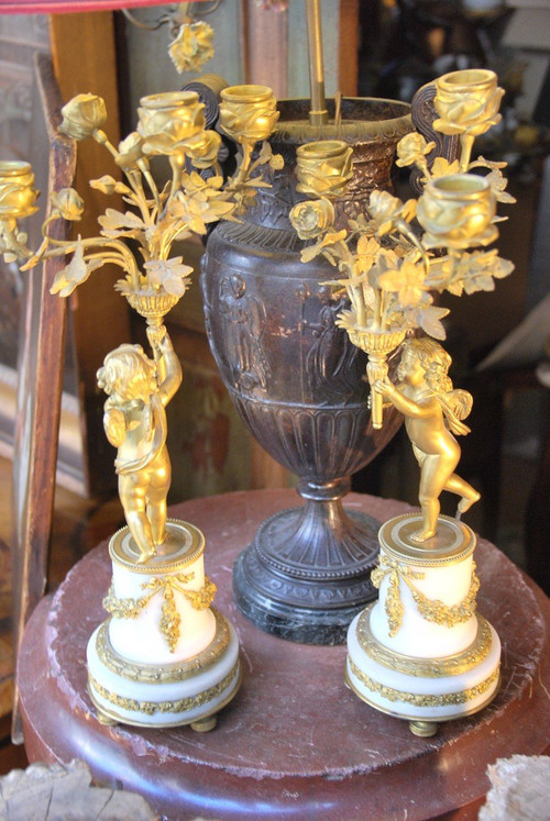 Pair Of Napoleon III Putti Candlesticks