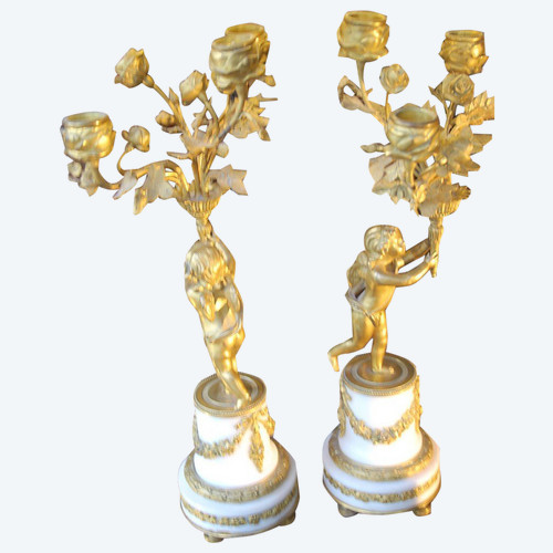 Pair Of Napoleon III Putti Candlesticks