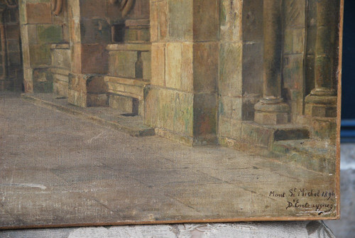 Le Mont Saint Michel Intérieur , Oil Signed D 'entragues