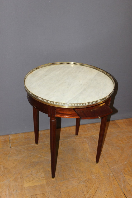 Louis XVI Style Bouillotte Table In Mahogany And Brass Circa 1900