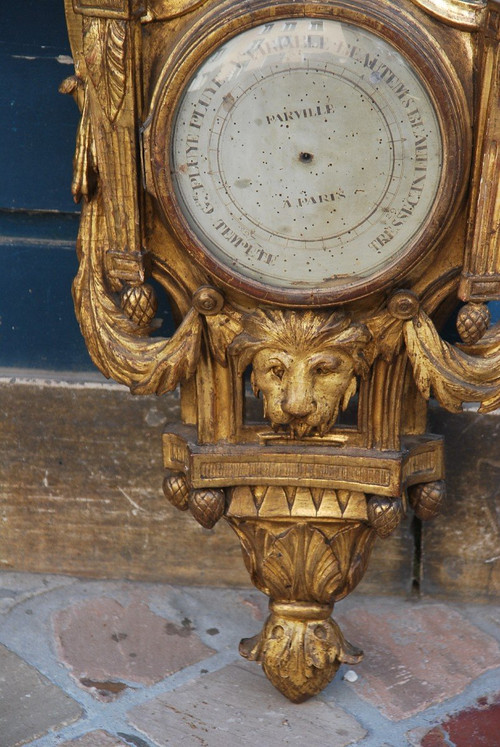 Beautiful Gilded Wood Barometer Louis XVI period