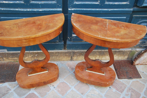 Pair Of Small Mahogany Consoles England