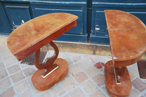 Pair Of Small Mahogany Consoles England