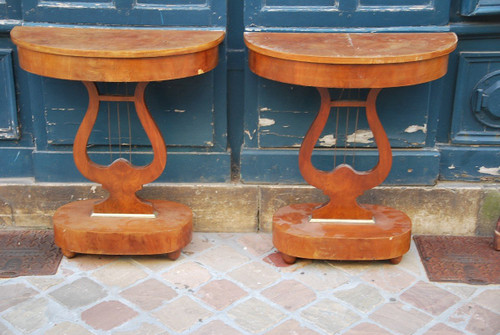 Pair Of Small Mahogany Consoles England