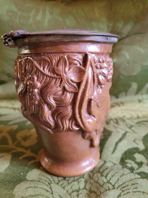 Tobacco jar with the head of a faun in sandstone, Napoleon III period