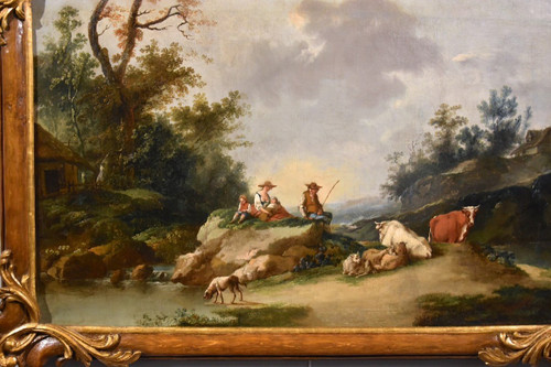 Landscape With River And Shepherds At Rest, Francesco Zuccarelli (1702 - 1788) Circle Of