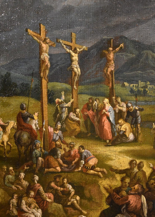 Fantastic Landscape With The Crucifixion Of Christ, Scipione Compagno (naples 1624 - 1680)