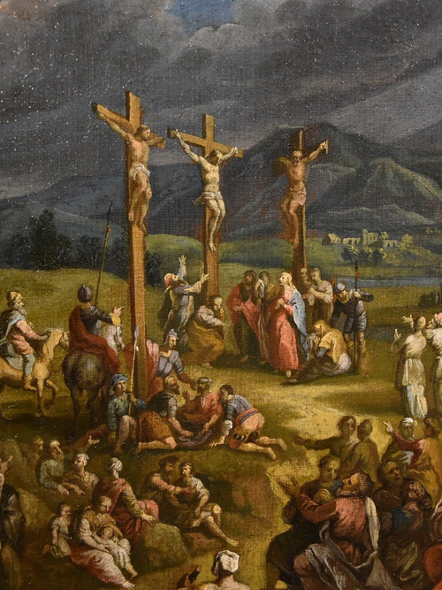 Fantastic Landscape With The Crucifixion Of Christ, Scipione Compagno (naples 1624 - 1680)