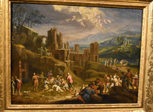 Fantastic Landscape With The Nativity Of Christ, Scipione Compagno (naples 1624 - 1680)