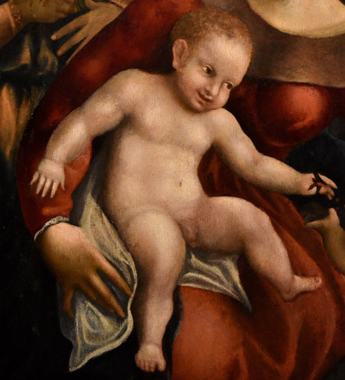 Pomponio Allegri (correggio 1522 - Parme 1593), Vierge à l'Enfant, Deux Anges Et Jean-baptiste