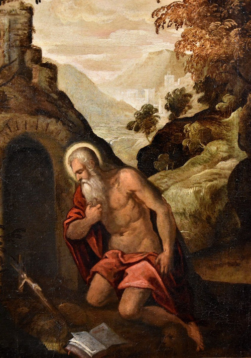 Saint Jerome Penitent, Venetian School '500 (circle Of Jacopo Negretti, Said Palma The Younger)