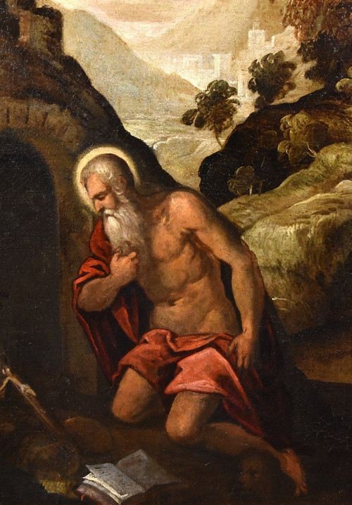 Saint Jerome Penitent, Venetian School '500 (circle Of Jacopo Negretti, Said Palma The Younger)