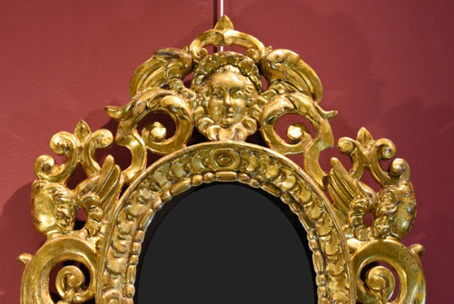 Paire De Miroirs Sculptés Et Dorés 'à La Sansovino', Venise XVIIIe Siècle