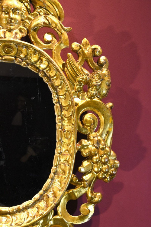 Paire De Miroirs Sculptés Et Dorés 'à La Sansovino', Venise XVIIIe Siècle