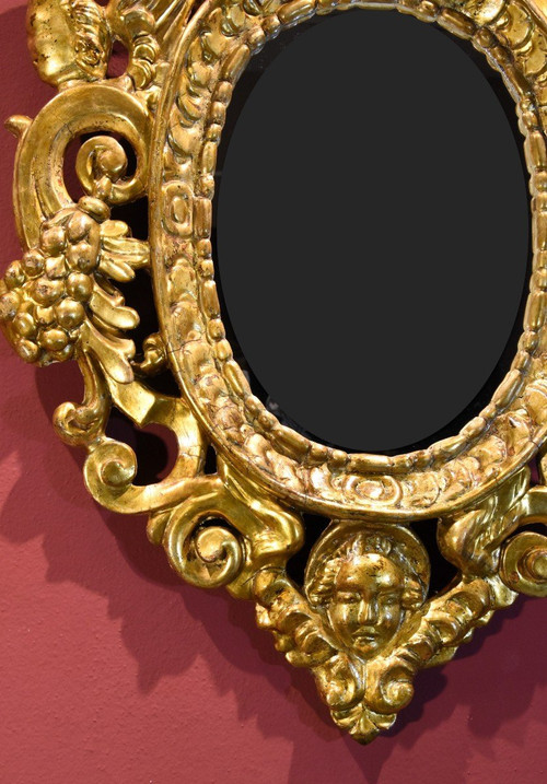 Paire De Miroirs Sculptés Et Dorés 'à La Sansovino', Venise XVIIIe Siècle