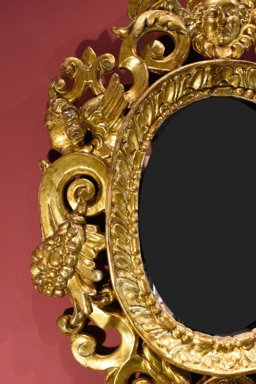 Paire De Miroirs Sculptés Et Dorés 'à La Sansovino', Venise XVIIIe Siècle