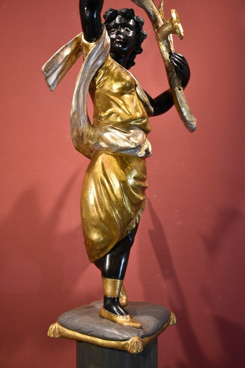 Sculpture Ancienne d'Une Femme Maure, Venise XIXe Siècle