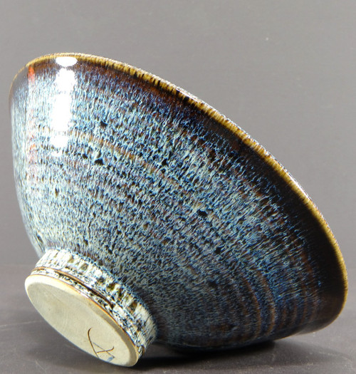 Antonio Lampecco (1932-2019), Ceramic Cup Decorated With Enamels In Shades Of Blue And Brown.