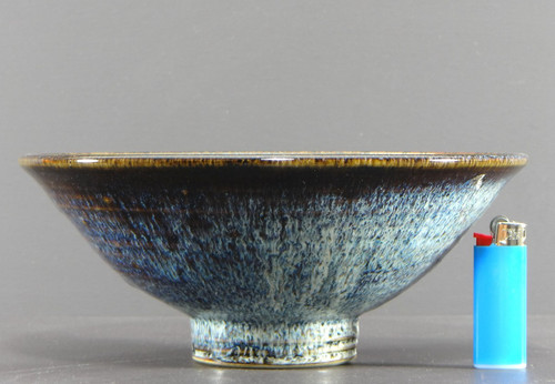 Antonio Lampecco (1932-2019), Ceramic Cup Decorated With Enamels In Shades Of Blue And Brown.