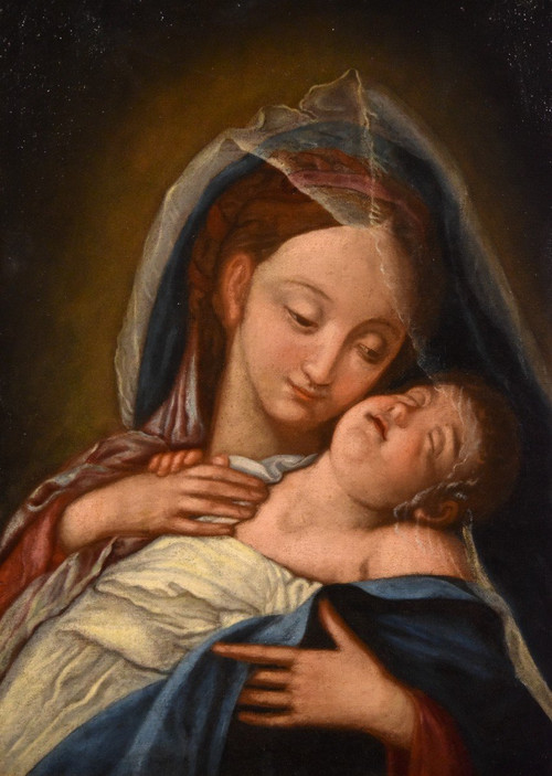 Madonna With Sleeping Child, Follower Of Giovan Battista Salvi Il Sassoferrato (1609 - 1685)