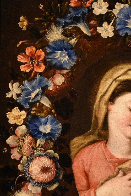 Guirlande De Fleurs Avec Portrait De La Vierge,  Francesco Trevisani E Nicolò Stanchi