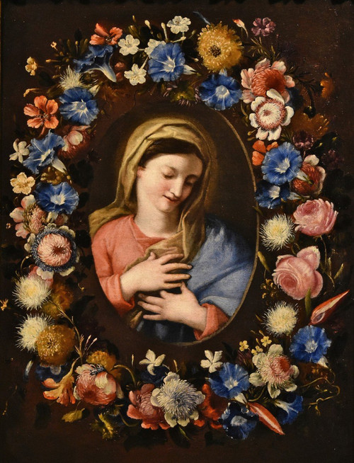 Guirlande De Fleurs Avec Portrait De La Vierge,  Francesco Trevisani E Nicolò Stanchi