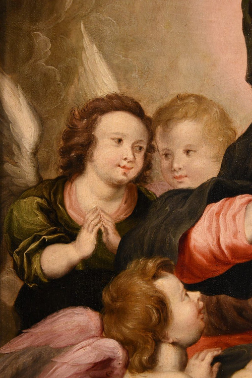 Madonna And Child With Three Angels, Hendrick Van Balen (antwerp 1575 - 1632) Workshop