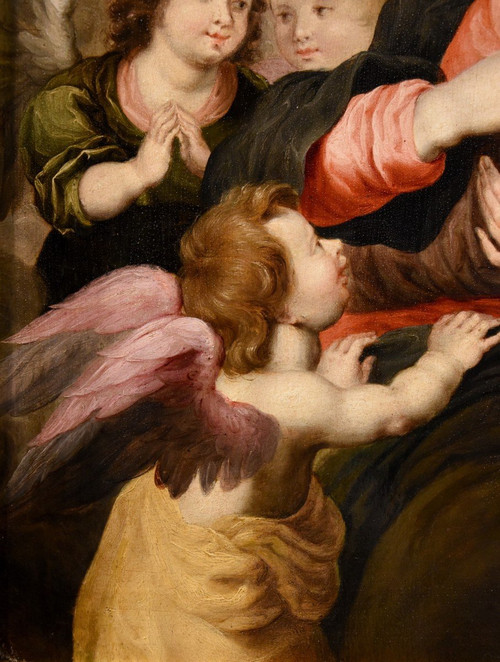 Madonna And Child With Three Angels, Hendrick Van Balen (antwerp 1575 - 1632) Workshop