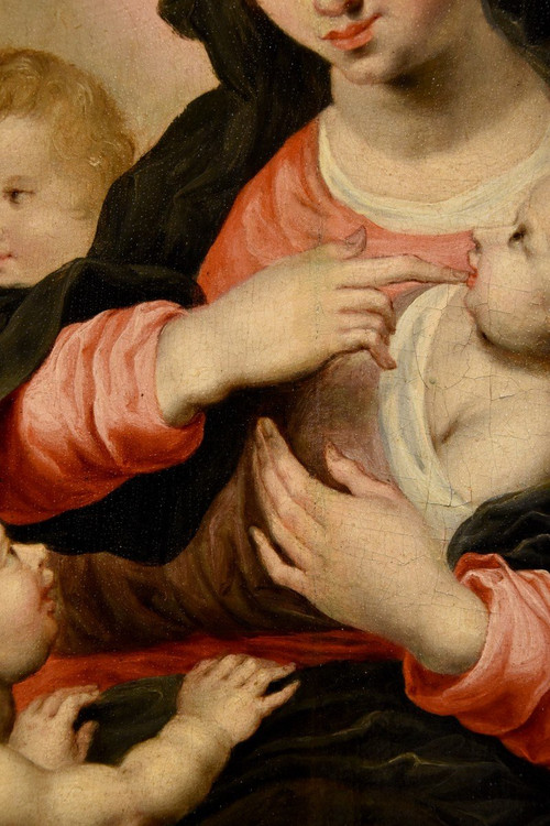 Madonna And Child With Three Angels, Hendrick Van Balen (antwerp 1575 - 1632) Workshop