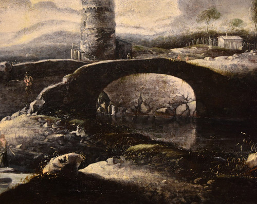 Fantastic Winter Landscape With Bridge, Hans De Jode (the Hague 1630 - Vienna 1663)