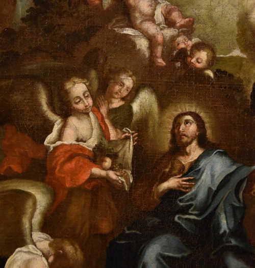 Christ Surrounded By Angels In The Desert, Pietro Da Cortona (cortone 1597 - Rome 1669) Circle 