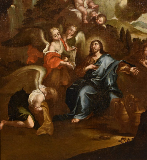 Christ Surrounded By Angels In The Desert, Pietro Da Cortona (cortone 1597 - Rome 1669) Circle 