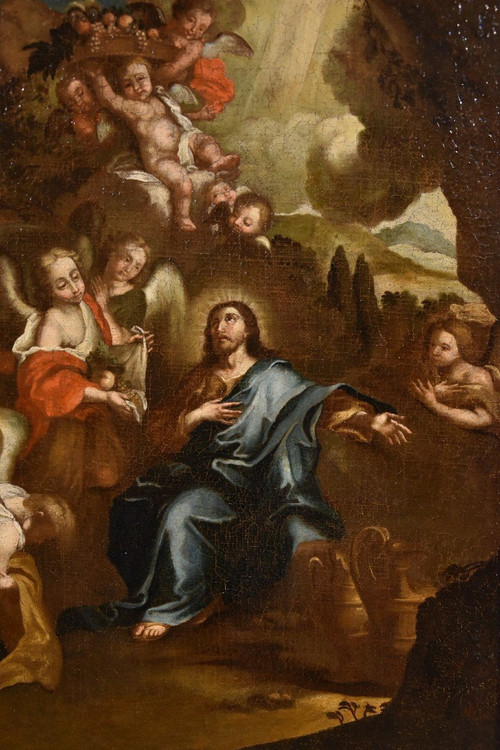 Christ Surrounded By Angels In The Desert, Pietro Da Cortona (cortone 1597 - Rome 1669) Circle 