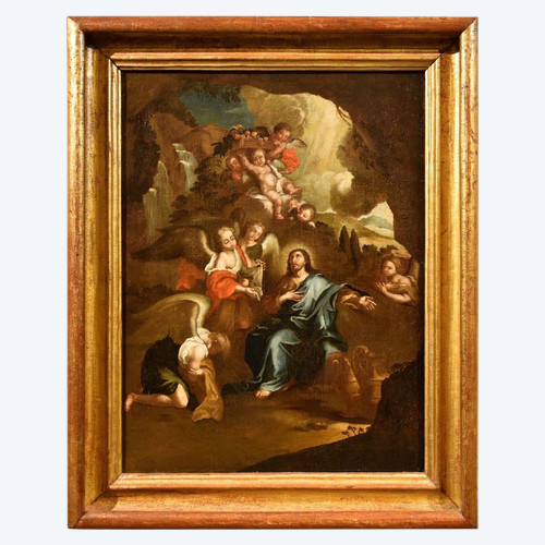 Christ Surrounded By Angels In The Desert, Pietro Da Cortona (cortone 1597 - Rome 1669) Circle 