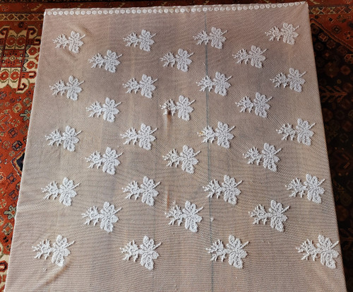 Small embroidered tulle tablecloth, circa 1900