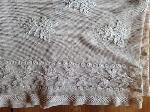 Small embroidered tulle tablecloth, circa 1900