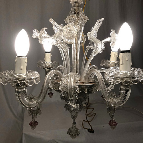 Murano glass chandelier with four arms of light, late 19th century