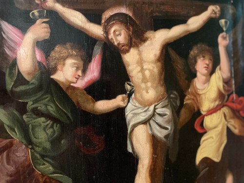 Crucifixion Aux Trois Anges - Oil on wood - 17th century