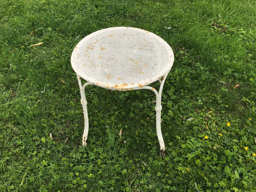 Tabouret de jardin en fer peint d'époque début XX ème 