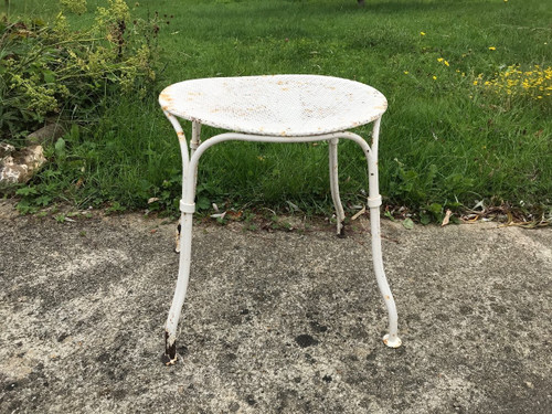 Tabouret de jardin en fer peint d'époque début XX ème 