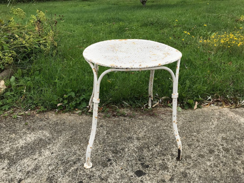 Tabouret de jardin en fer peint d'époque début XX ème 