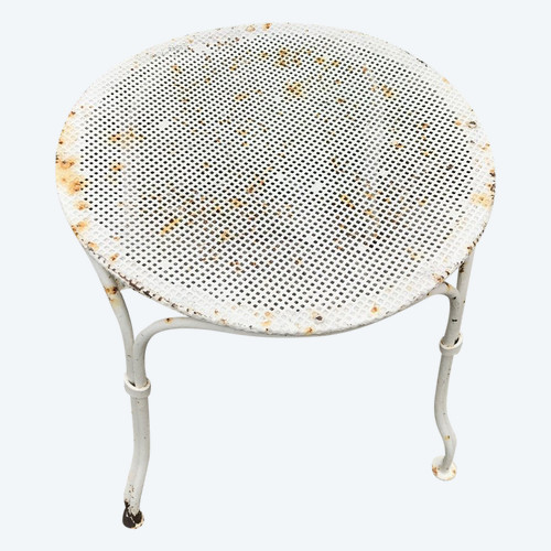 Tabouret de jardin en fer peint d'époque début XX ème 