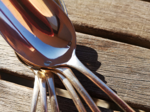 12 solid silver coffee spoons "baguette" model medallion and figured minerve goldsmith Veuve Théodore succ. Ravinet d'Enfert